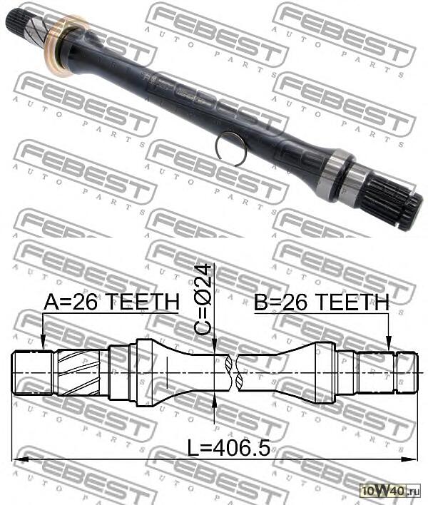 полуось правая 26x406.5x26 (mazda 626 gd 1988-1992) febest