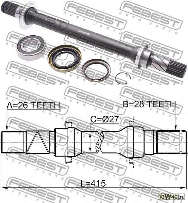полуось правая 26x415x28 mazda 3 bk 2003-2008