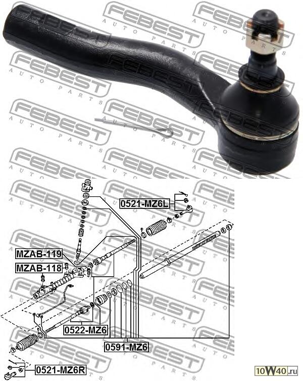 Наконечник рулевой правый MAZDA 6 GG 2002-2008 0521-MZ6R