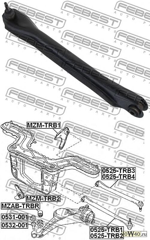 Рычаг задн подвески нижн левый MAZDA TRIBUTE 00-11 0525-TRB1