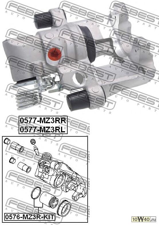 суппорт тормозной задний правый (mazda 3 bk 2003-2008) febest