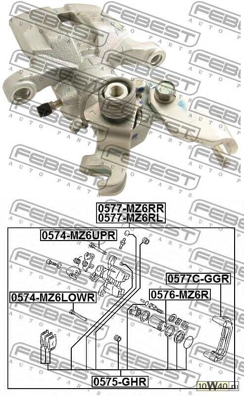 суппорт тормозной задний левый d35\ mazda 6 1.8-2.3 02>