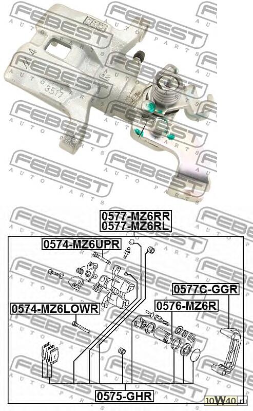 суппорт тормозной задний правый d35 \mazda 6 1.8-2.3 02>