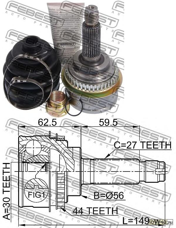 шрус наружный к-кт abs\ subaru forester s10 96-02 / impreza g11 00-07