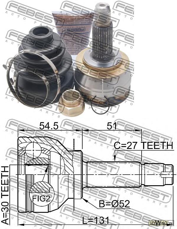 шрус наружный 30x53.6x27 (subaru legacy b13 2003-2009) febest