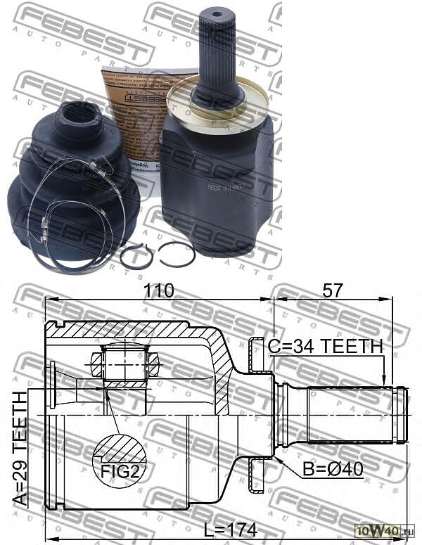 шрус внутренний левый 29x31x34 chevrolet lacetti / optra (j200) 2003-2008