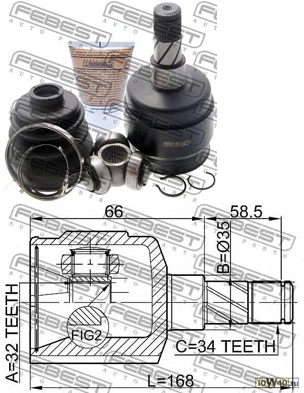 шрус внутренний левый 32x35x34 (chevrolet epica (v200) 2003-2006) febest