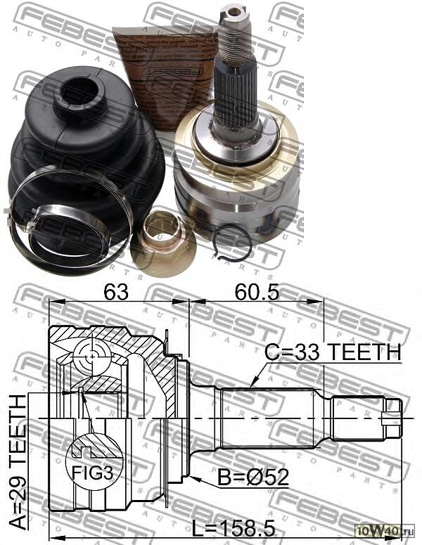Код оригинала: 96489840, <BR>ШРУС НАРУЖНЫЙ 29x52x33 (CHEVROLET LACETTI/OPTRA (J200) 2003-2008)