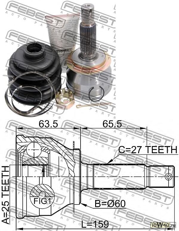 шрус наружный 25x60x27 ( sonata (ef) 2001-2005) febest