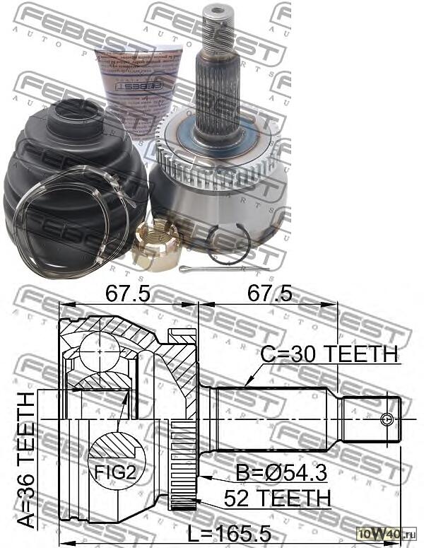 шрус наружный 36x54.3x30 (santa fe (cm) 2006-) febest