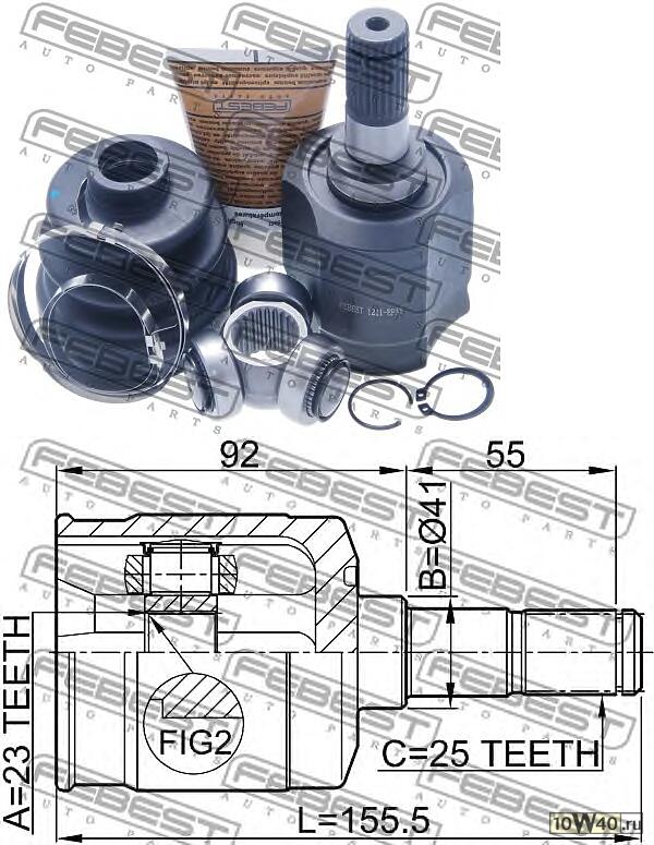 шрус внутренний 23x41x25 ( sonata (ef) 2001-2005) febest