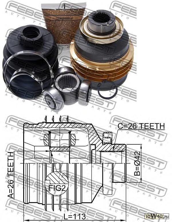 шрус внутренний правый 26x42x26 ( sonata (ef) 2001-2005) febest