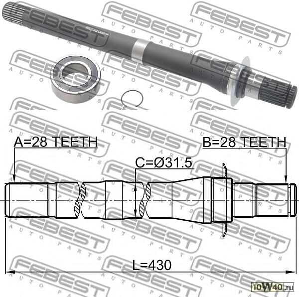 полуось правая 28x430x28  santa fe (cm) 2006-2012