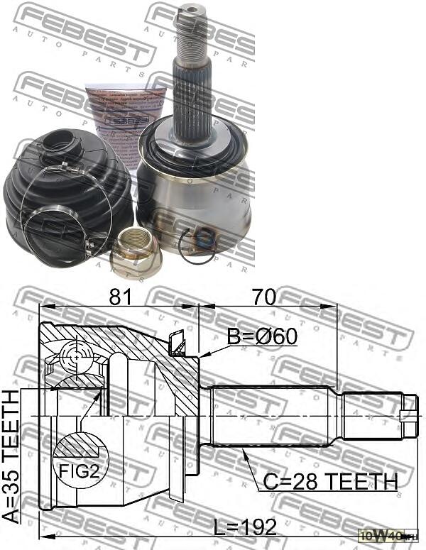 шрус наружный 35x60x28 (ssang yong rexton I 2002-2006) febest