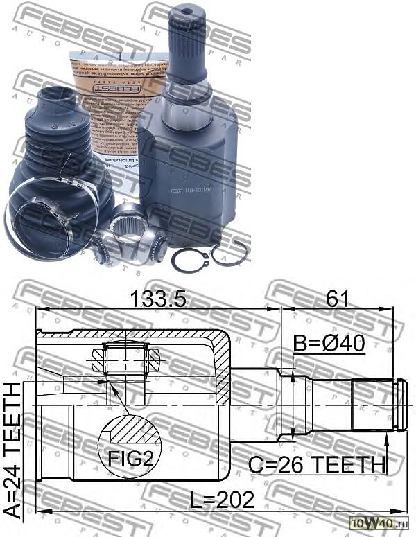 шрус внутренний к-кт\ ssangyong kyron d20 / d27 / e23 / e32 07>