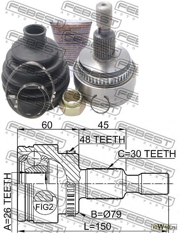 шрус наружный 26x79x30 (mercedes benz ml-class 163 1998-2005) febest