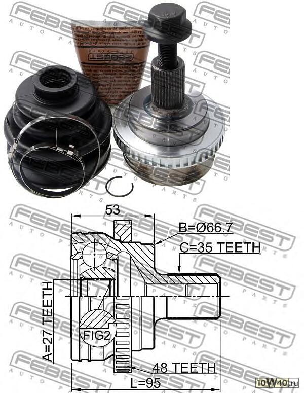 шрус наружный 27x67x35 (mercedes benz s-class 220 4 matic 2002-2005) febest
