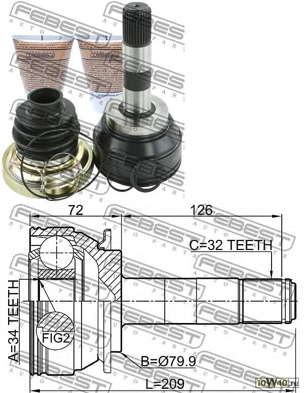 шрус внутренний задний34x79.9x32\mb x164 / w164 / w251 05>