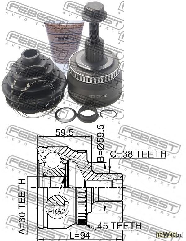 шрус наружный 30x59 5x38 (volkswagen passat b5 / b5+ 1997-2005) febest