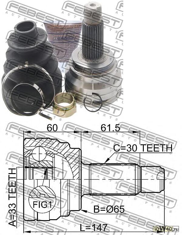 шрус наружный 33х65х30 (bmw x6 e71 2008-) febest