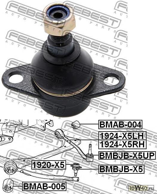 опора шаровая переднего нижнего рычага (bmw x5 e53 1999-2006) febest