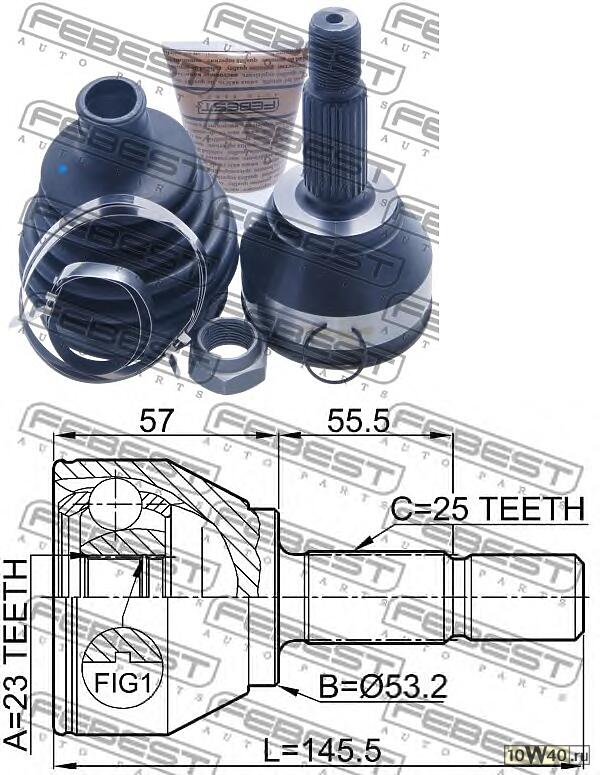шрус наружный 23x53.2x25 (ford focus I cak 1998-2005) febest