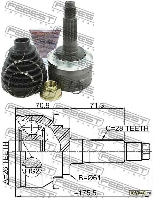 Шрус наружный 26x61x28