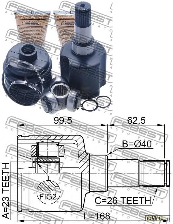 шрус внутренний левый 23х40х26 (ford focus II 2004-2008) febest