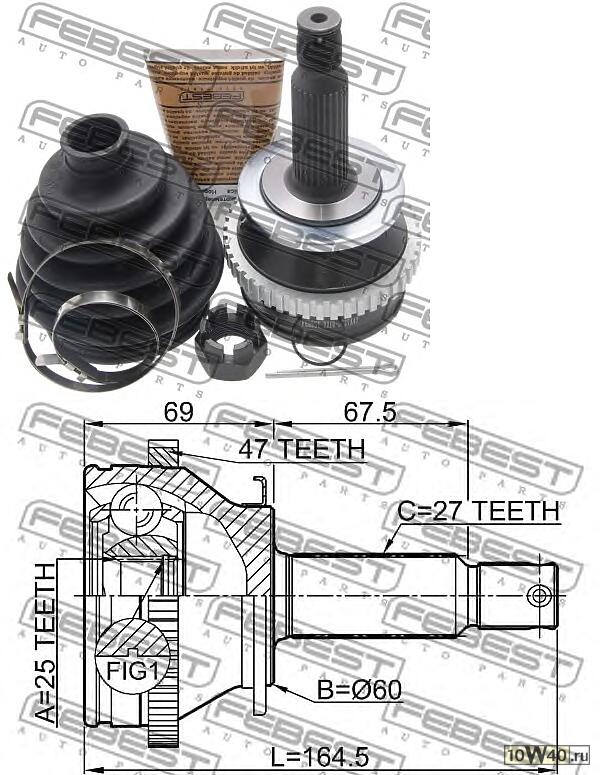 шрус наружный 25x60x27  sonata (ef) 2001-2005