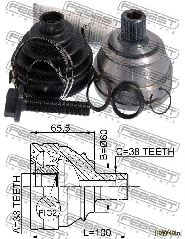 ШРУС НАРУЖНЫЙ 33x60x38 (VOLKSWAGEN TRANSPORTER/MULTIVAN T4 1990-2003)