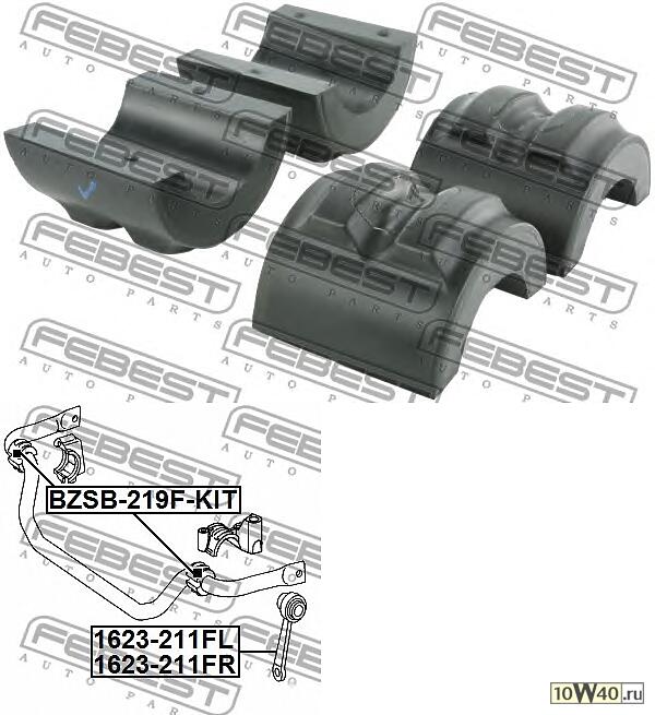 Втулки стабилизатора передние MERCEDES E W211 (компл-4 половинки) BZSB-219F-KIT