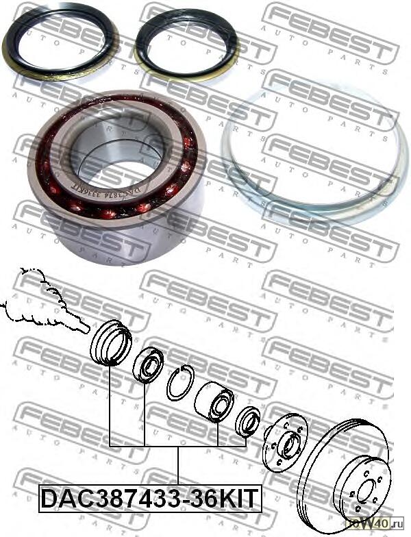 подшипник ступичный передний (38x74x33x36) ремкомплект (toyota carina e at19 / st191 / ct190 1992-1997)