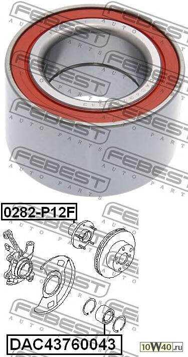 подшипник ступичный передний (43x76x43) (nissan primera p12 2001-2007) febest