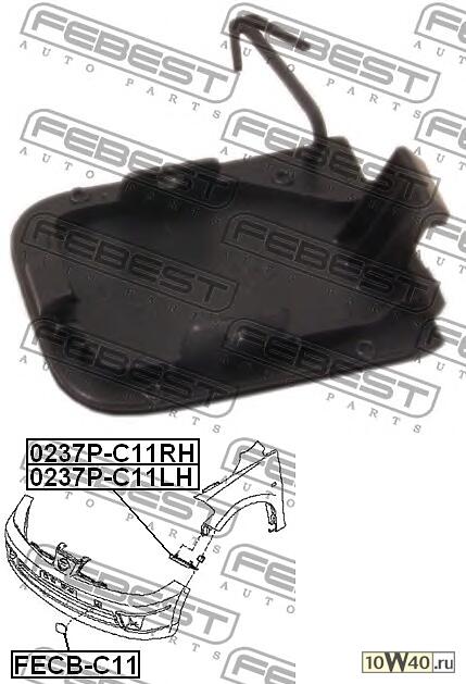 Заглушка буксировочного крюка переднего бампера (nissan tiida c11 2005-)