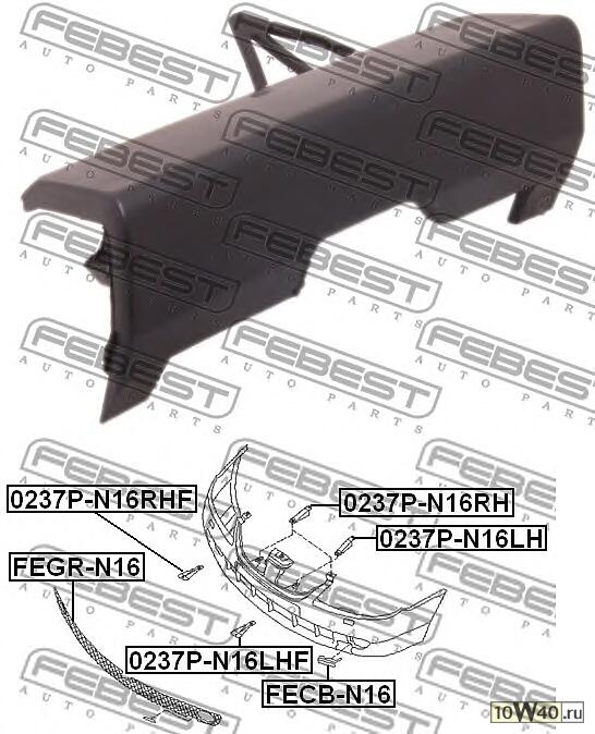 заглушка буксировочного крюка переднего бампера (nissan almera n16 (ukp) 2000-2006) febest