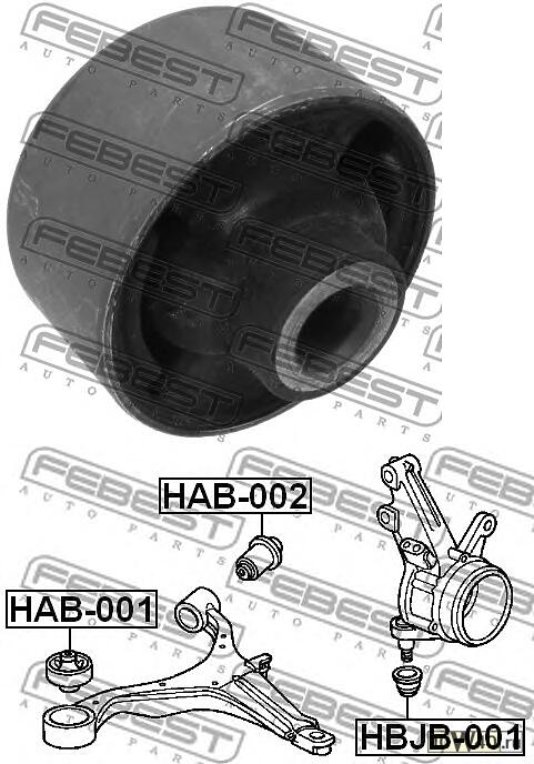 сайленблок передний переднего рычага (honda cr-v rd4 / rd5 / rd6 / rd7 / rd9 2001-2006) febest
