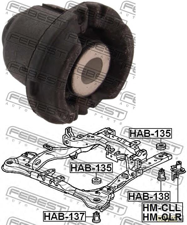 сайленблок рамы (honda accord cl / cn / cm 2002-2008) febest