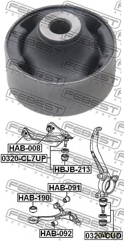 сайленблок переднего нижнего рычага (honda odyssey / shuttle rb1 / rb2 2003-2008) febest