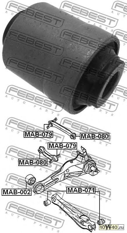 сайленблок задней поперечной тяги (mitsubishi lancer / mirage cj 1995-2003) febest