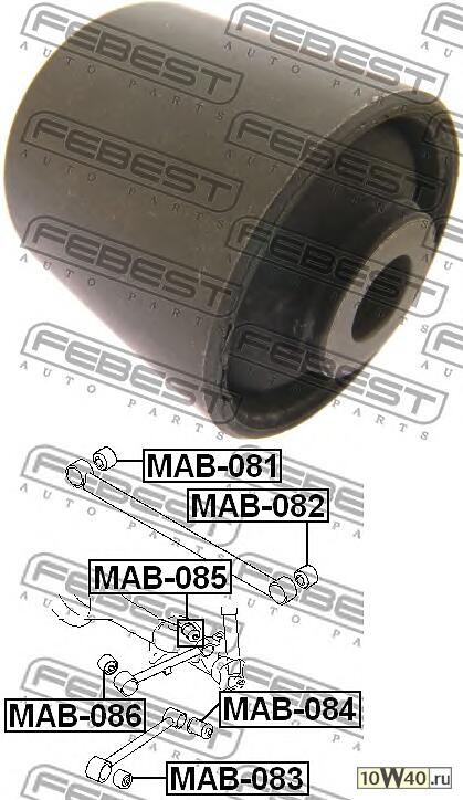 сайленблок задней нижней продольной тяги (mitsubishi pajero pinin / io h61w-h77w 1999-2005) febest