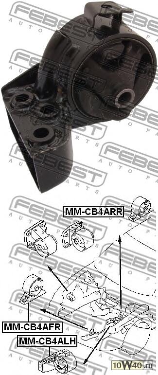 подушка двигателя левая at (mitsubishi lancer / colt ca / cb 1991-1995) febest