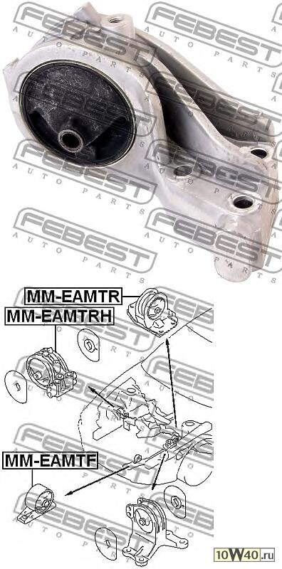 подушка двигателя правая mt (mitsubishi galant ea 1996-2003) febest