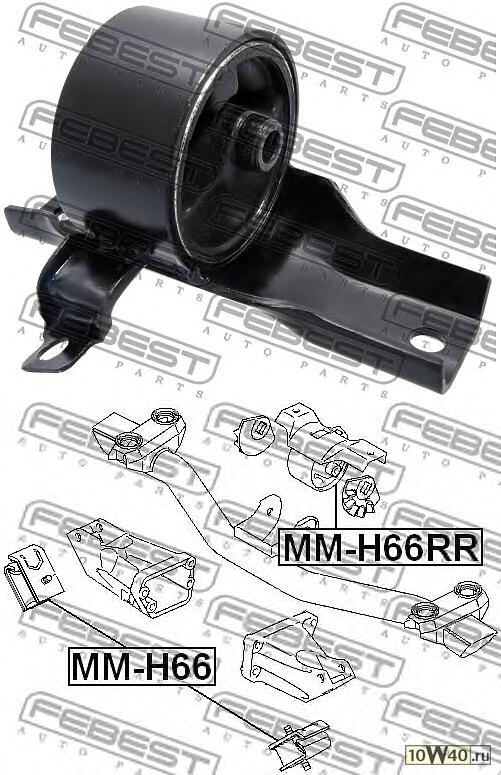 подушка двигателя задняя (mitsubishi pajero pinin / io h61w-h77w 1999-2005) febest