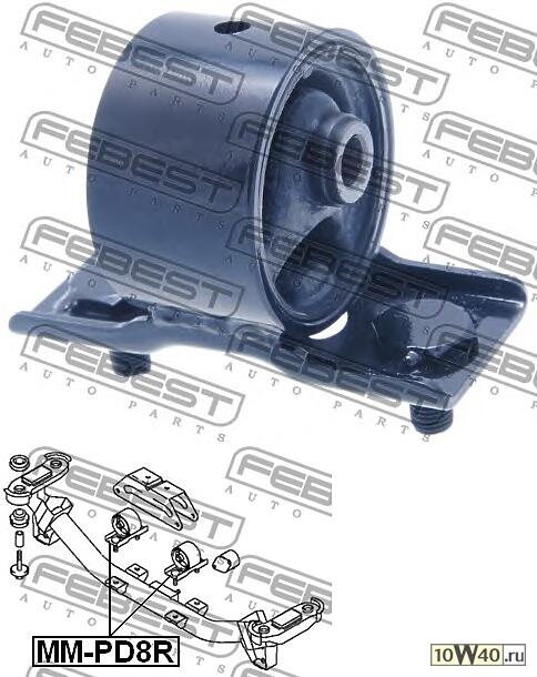 подушка двигателя задняя (mitsubishi delica pd4w / pd6w / pd8w 1994-2004) febest