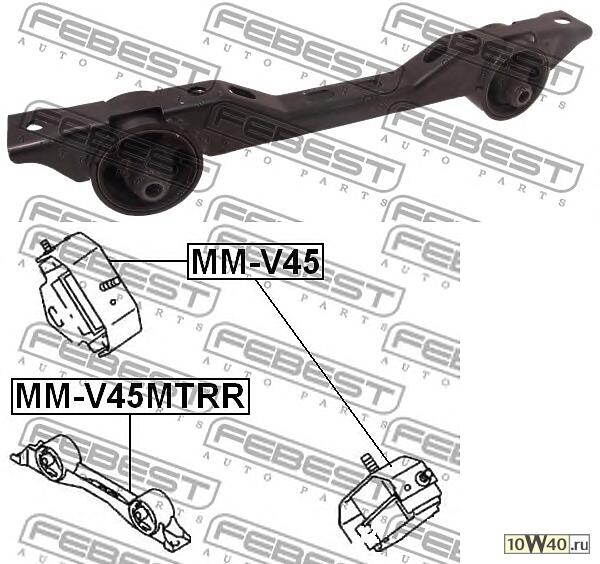 подушка двигателя задняя mt (mitsubishi pajero II v14w-v55w 1991-2004) febest