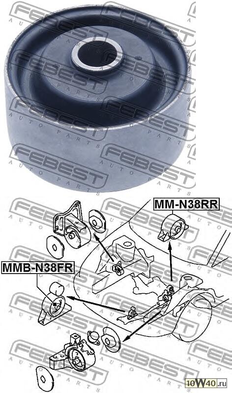 сайленблок передней подушки двигателя mitsubishi chariot / space wagon grandis n33w / n43w 1992-2000