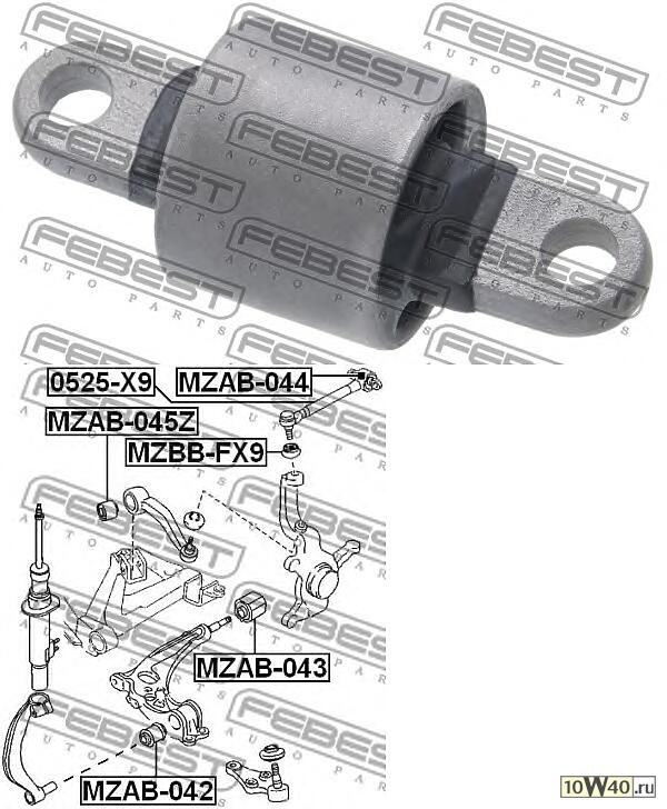 сайленблок передней верхней тяги (mazda xedos-9 / milenia ta 1993-2001) febest