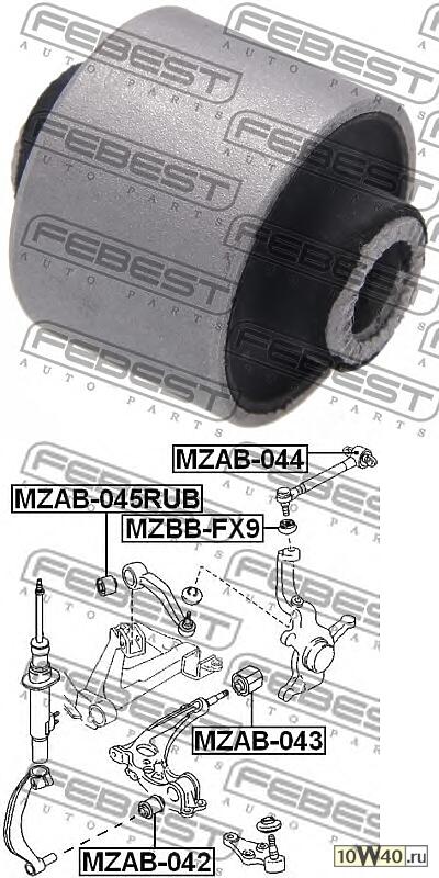 сайленблок переднего рычага (mazda xedos-9 / milenia ta 1993-2001) febest