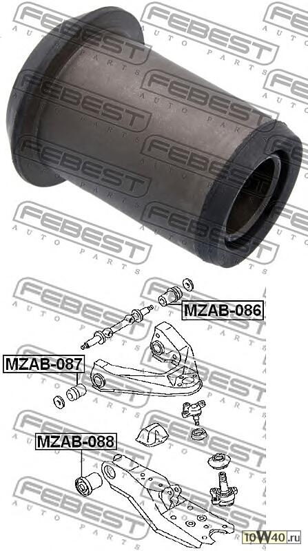 сайленблок верхнего переднего рычага (mazda e2000 / e2200 sd / sr 1997-) febest