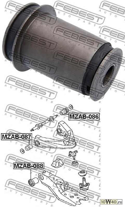 сайленблок переднего нижнего рычага (mazda e2000 / e2200 sd / sr 1997-) febest